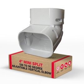 DuctlessAire - 4 Inch 120 to 90 Degree Adjustable Vertical Elbow - Snug Mounting, Aids in Protection - Professional Grade Durability - White/Paintable, Easy Installation for Air Conditioning Systems
