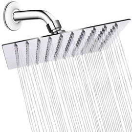 Cabeza de Ducha de Lluvia-8 Pulgadas Gran Cuadrada de Acero Inoxidable Ducha de Lluvia,para los Cabezales de Ducha de Su Baño,Ultra Fino Ahorro de Agua Regaderas Fijas,Acabado Cromo Espejo,SP-50018-1