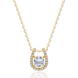 La Paume Women's Necklace, Horseshoe, Hypoallergenic Metal, Cubic Zirconia, 925 Silver, Cubic Zirconia, Sterling Silver, Cubic Zirconia