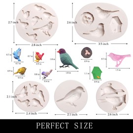 Cardinals - Moldes de silicona para pájaros, paquete de 5 moldes de fondant para decoración de tartas de baby shower, decoración de pasteles, decoración de magdalenas, pastel de fiesta temática del