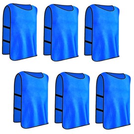 La Tonsai Bibs Training Bibs Plain Identification Sideless Bibs Sports Game Vest, Set of 6, blue