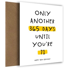 Hey Chimp Happy 70th Birthday Card for Men and Women - Only Another 365 Days Until You're 71" Celebrate Turning 70 Years Old and being Age 70