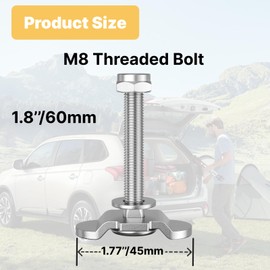 Vandrabase 10Pcs L Track Threaded Stud Fittings M8 x 60mm Double Stud Lug Tie Down with Nylon-Insert Lock Nut, Heavy-Duty L Track Accessories for Truck Bed and Trailer Cargo Control-Silver