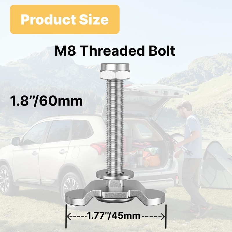 Vandrabase 10Pcs L Track Threaded Stud Fittings M8 x 60mm