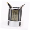 jojofuny Multifunctional Pen Organizer with Digital Clock Steel Wire Mesh