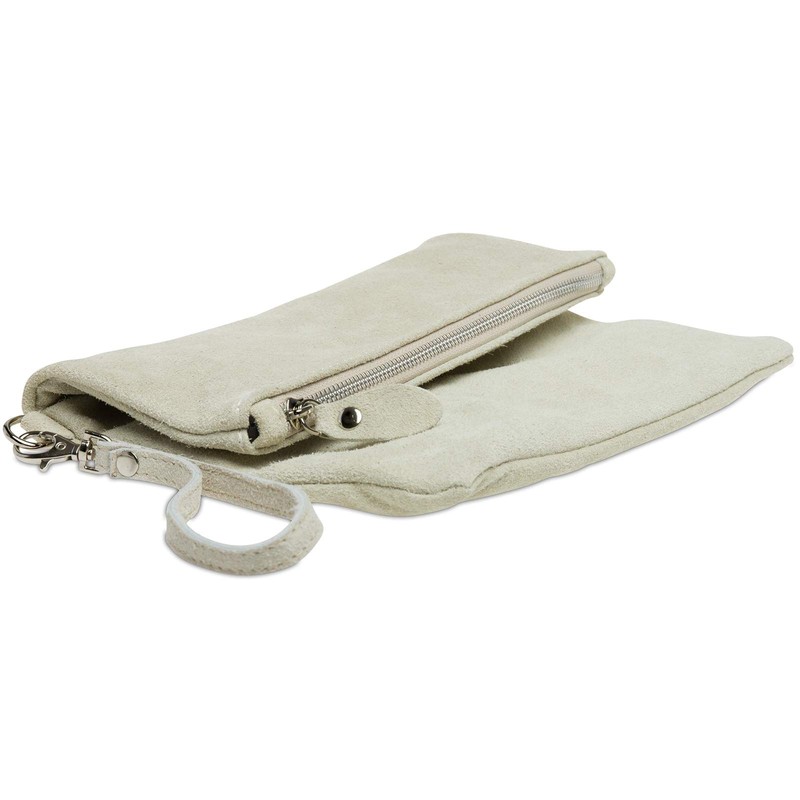 Caspar TL792 Women's Suede Clutch Bag, beige