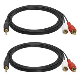 3.5mm Stereo Male to Dual RCA Male Y-Cable, 12 FT – Pack of 2
