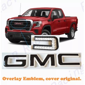 Auto Front GMC White Black Emblem Overlay 2019-2025 GMC Sierra 1500 2500HD 3500HD