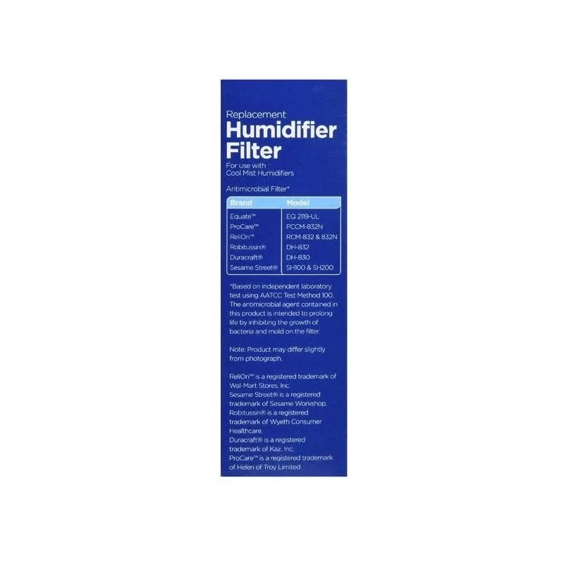 Equate Reemplazo Del Filtro Humidificador Niebla Fria 1pz