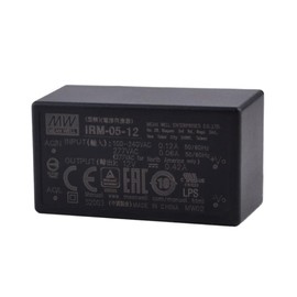 MedInnov IRM-05-12 Industrial Power Supply, 12V 0.42A 5W, Compact 1.8"x1", Class II Isolation, Low Power Consumption, for Automation, Electronics, and Industrial Equipment