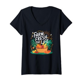Womens Fresh Designs For Organic Food Lovers V-Neck T-Shirt