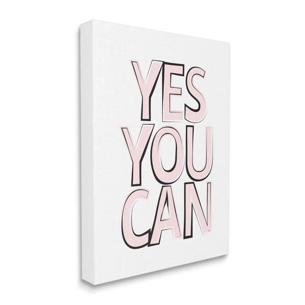 Stupell Industries Yes You Can Phrase Minimal Pink Bold Text,