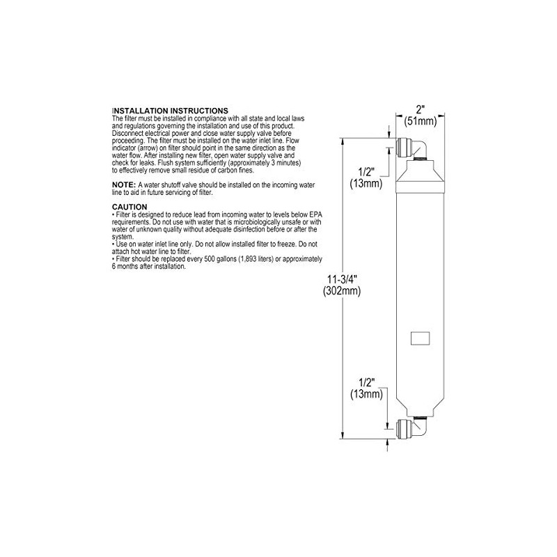 Elkay LF2 Aqua Sentry 500 Gallon Capacity In-Line Filter Kit
