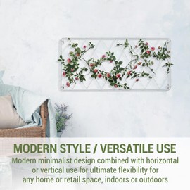 MyGift 50 by 24 Inch Single Panel Wall Mounted Garden Trellis with Metal Diamond Screen, Hanging Lattice Support Frame for Outdoor or Indoor Climbing Plant Vines (Matte White, 1 pc)