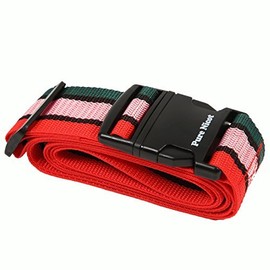 Suitcase Belt, Suitcase Opening, Protection, One-touch Type, Adjustable Length, Travel Goods, Travel Accessories, Travel Essential Items, Name Tag (Red x Pink x Dark Green)