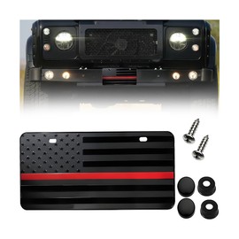 Bittwee Embossed 3D Metal American Flag Car License Plate, Aluminum Patriotic USA US Flag Auto Emblem Decal Vanity Novelty, Vehicle Exterior Decor Universal for Truck, SUV, RV, Motorcycle（Red）