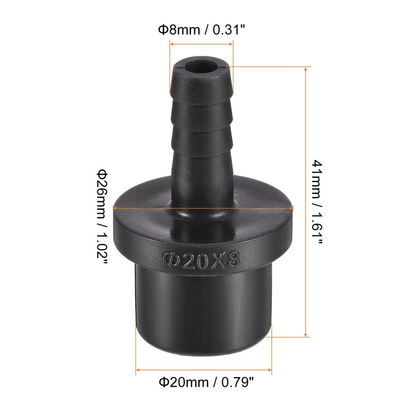 sourcing map PVC Pipe Fitting 8mm Barbed x 20mm OD
