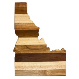 Totally Bamboo Rock & Branch Shiplap Series Idaho State Shaped Wood Cutting Board and Charcuterie Serving Platter, Includes Hang Tie for Wall Display
