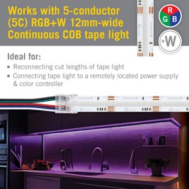 Armacost Lighting 5 Pin COB RGB+W 48" Tape to Wire LED Strip Light Connectors, 3 Pack 761821