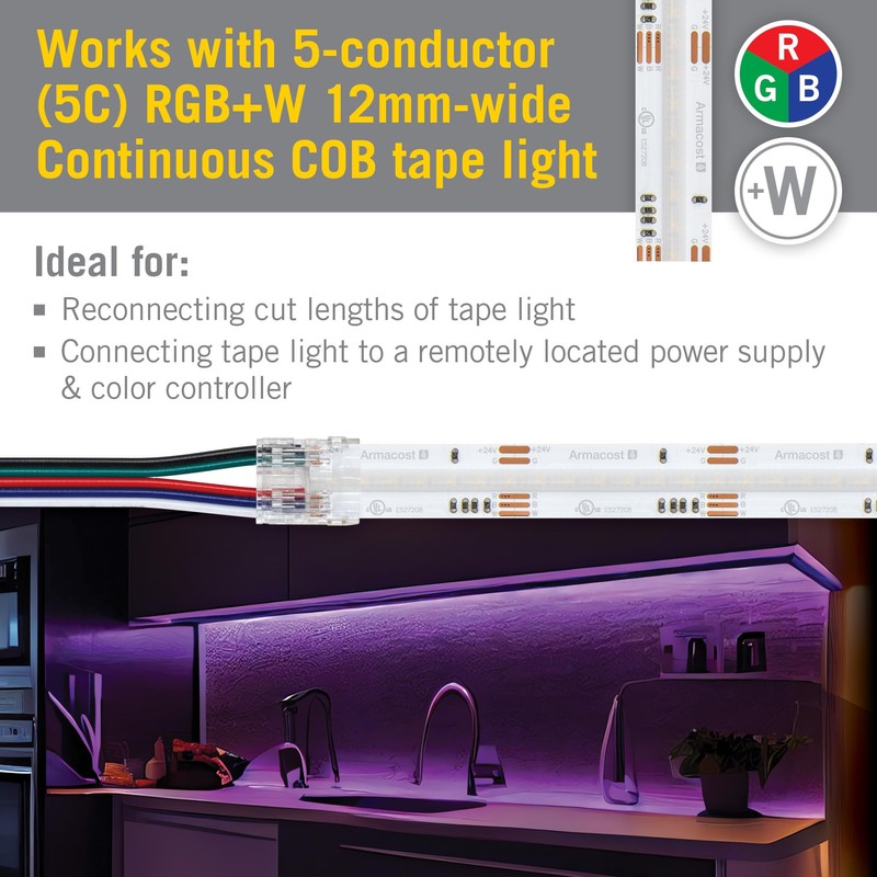 Armacost Lighting 5 Pin COB RGB+W 48" Tape to Wire
