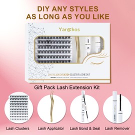 DIY Lash Extension Kit, 110Pcs Individual False Eyelash Clusters, D Curl Mix 8-16mm, Bond Seal Glue, Lash Remover, Tweezer with Comb, Women Natural Eyelash Extension Set, Beginner Home Use (White-A4)