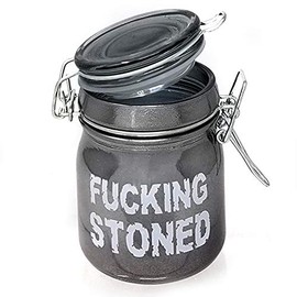 Airtight Glass Herb Jar Medium 3.75" Tall (Metallic Smoke/Fing Stoned)