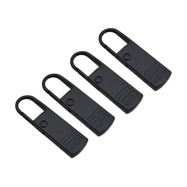 Mikankawa Zipper Pulls Zipper Pulls Clothes Replacement Parts 4pcs Alloy Easy to Use Suitcase Bag Clothes Boots (Black)