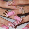 Long Coffin Press-On Nails with Jelly Glue – 24pcs Pink