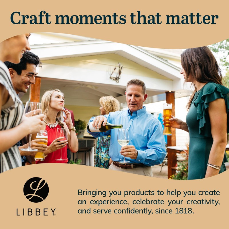 Libbey 228 Stemless Champagne Flutes Glass Set of 12, Elegant
