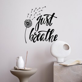 Vinyl Wall Decal Dandelion Just Breathe Inspiration Words for Yoga Meditation Room Stickers (4185ig)
