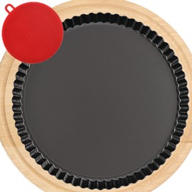 DATANYA Tart Pan 9 Inch Tart Pans Removable Bottom, Non-Stick Quiche Pan Carbon Steel Heavy Duty Pie Pan 9 Inch Tart Pan Loose Bottom, With a Depth of 1.2 Inches