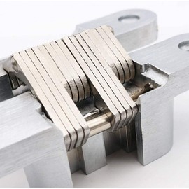 60mm Length Pair of Concealed Stainless Steel Door Hinge Invisible Hidden Silver (Zinc&Stainless Steel, 2-3/8'')