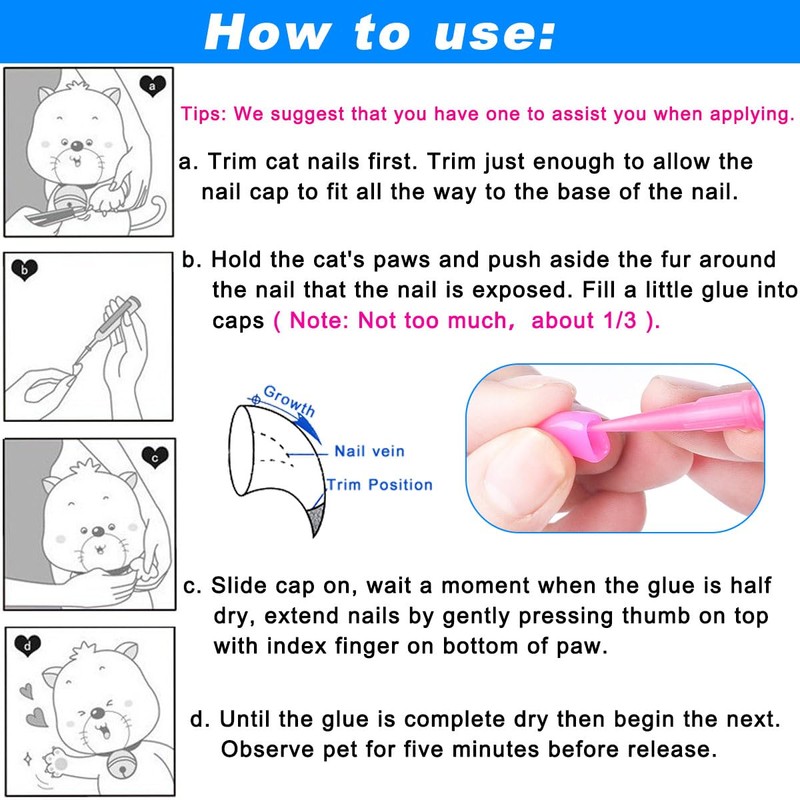 VICTHY 100pcs Boy Cat Nail Caps | Cat Nail Covers
