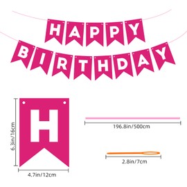 Hot Pink Happy Birthday Banner Sign for Backdrop Hot Pink Birthday Decorations for Girls Women 13th 15th 21th 30th Party Banner Garland Wall Door Bunting Flag