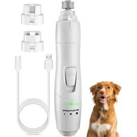 Primens Dog Nail Grinder with LED Ligh Pet Trimmer USB Charge Clipper Cats Upgraded