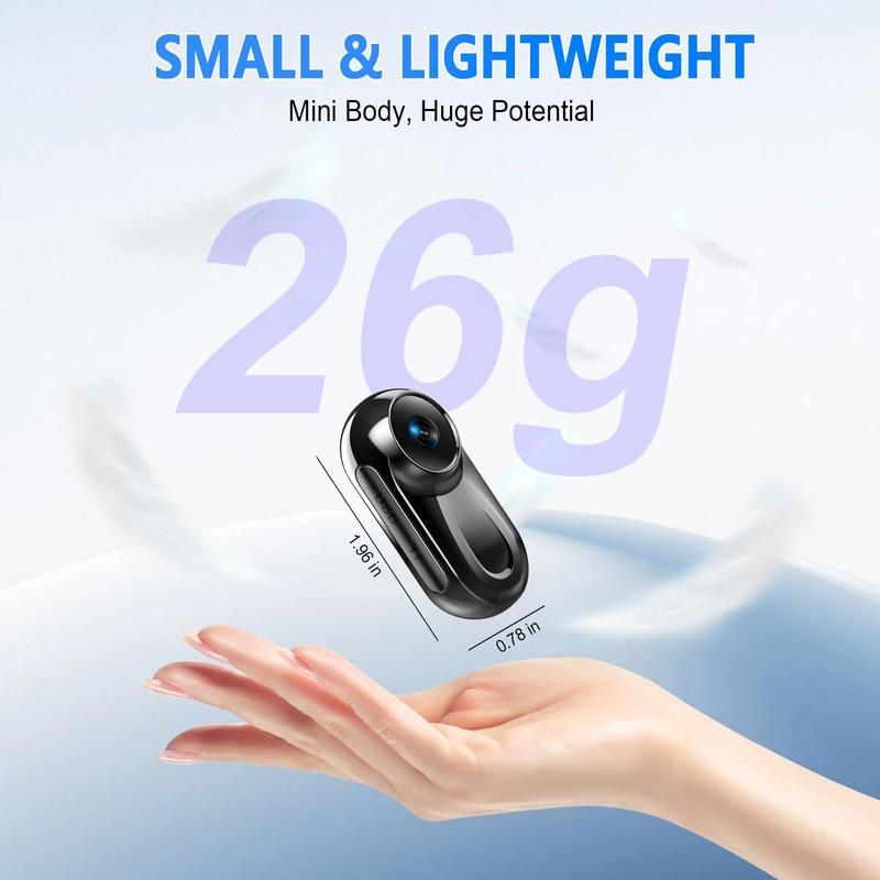 Mini Body Camera with 64GB Card, 1080P Thumb Action Camera