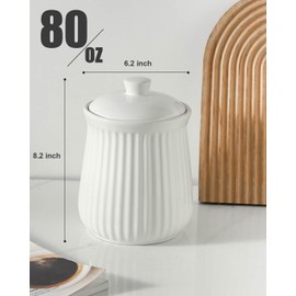 glowworm 80 Oz Ceramic Food Storage Jar, Overnight Oats Containers with Lids, Coffee Canister, Snack Containers for Candy, Flours, Rice, Spice, Microwave & Dishwasher Safe, White