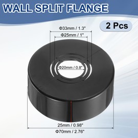 uxcell Wall Split Flange, 2 Pcs 70x25 mm - Cuttable ABS Round Escutcheon Plate Cover Buckle, Shower Arm Flange for 20/25/33mm(0.8/1.0/1.3 Inch) Water Pipe Faucet Decoration (Black)
