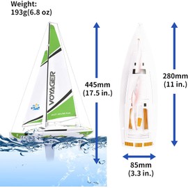 Voyager 280 RC Controlled Wind Powered Sailboat in Green -17.5" Tall