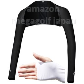 Women Temperature -3° UPF 50+ Mega Golf Summer Snow Shawl Arm Cover Long Sleeve UV-F516 (Black, M)
