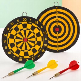 MIJOMA Mini Dart Game with 3 Metal Darts - Double-Sided Wooden Target Diameter 15 cm - Classic Throwing Game for Teenagers & Adults - Indoor & Outdoor