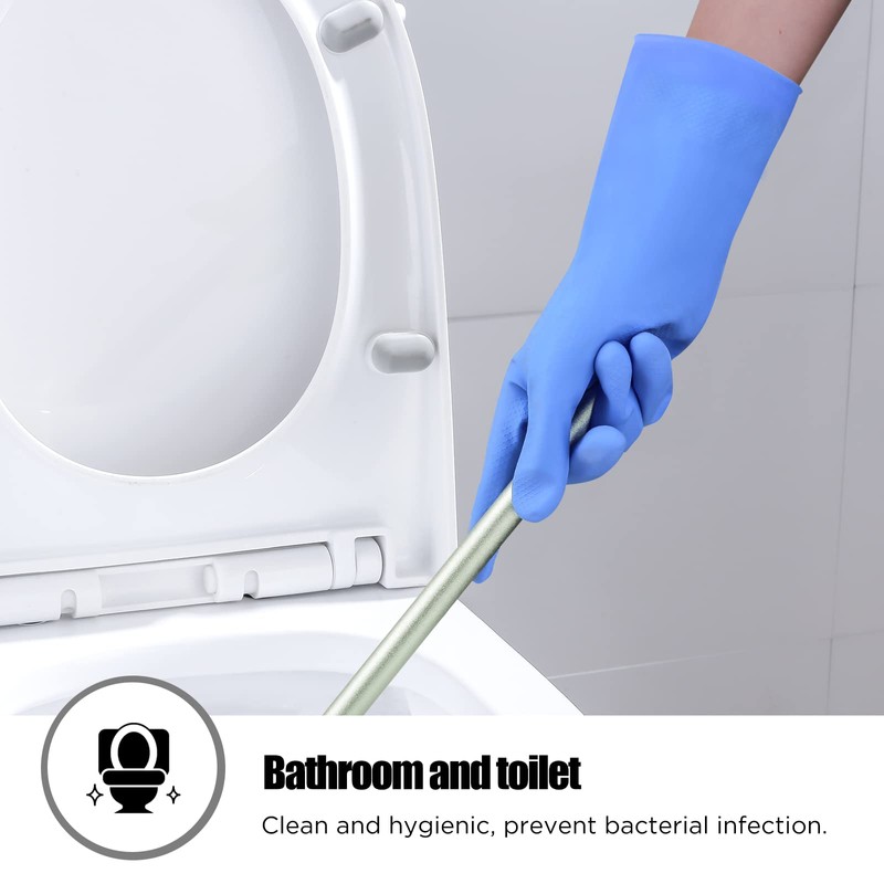 IUCGE Rubber cleaning gloves blue 3 Pairs for Household,Reuseable dishwashing