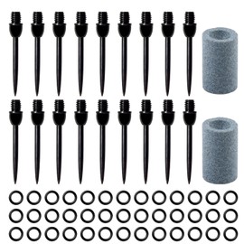 SJUNJIE 18 Stück Steeldart Spitzen mit 50 Gummiringe und 2 Dartspitzer Change Dart Point Dartspitzen Steel mit 2BA Gewinde Dauerhaft Dartpfeile Metallspitze Dart Tip Konverter Tool
