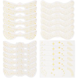 24 Piezas Glitter Pecas Cara Tatuaje, Cara Glitter Parches de Maquillaje, Tatuajes Temporales con Brillo Dorado a Prueba de Agua, Tatuaje Pecas con Purpurina Dorada para Festivales y Carnavales