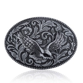 KDG - Hebilla de cinturón occidental para hombre - Rodeo Cowboy American Flag Belt Hebillas, 5-silver Floral Eagle, Talla única