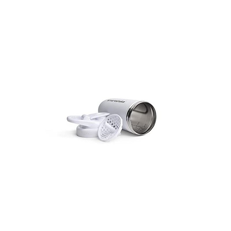 SmartShake Reforce Blanco Botella Mezcladora de Acero Inoxidable 900 ml,