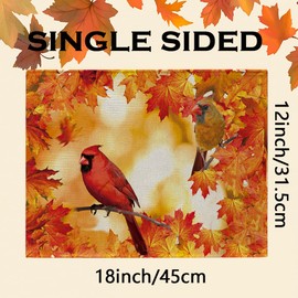 Fall Placemats 12 x 18 Inch Cardinal Maple Leaf Autumn Harvest Holiday Table Dining Placemats Home Kitchen Decor Set of 6