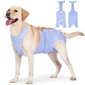 WAYUTO Breathable Cotton Dog Recovery Suit Dog Strap Post-Operative Clothing Adjustable Back Straps Protective Gown for Neuter Pets After Surgery Cuttable Opening Vent Freedom of Movement Blue M