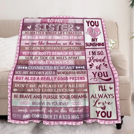 Sister Gift from Sister Brother, Sweet Letter Blanket Gift for Sister, Sister Birthday Gifts Idea for Christmas Wedding Graduation Anniversary, to My Sister Gift Soft Fleece Throw Blanket 80"X60"