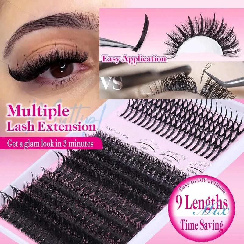 60D/80D Lash Clusters – 10-21mm Spiky Volume Eyelash Extensions, DIY